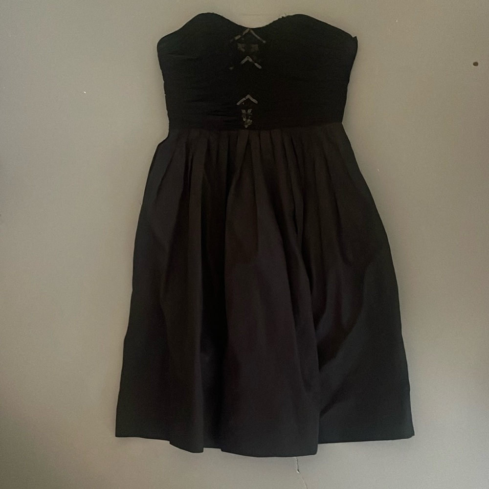 beaded  black strapless dress